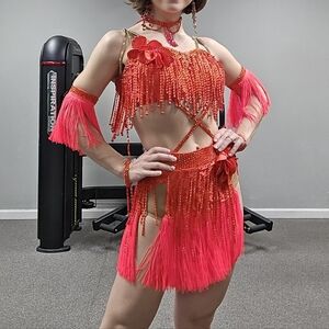 Custom Coral Red Dance Costume